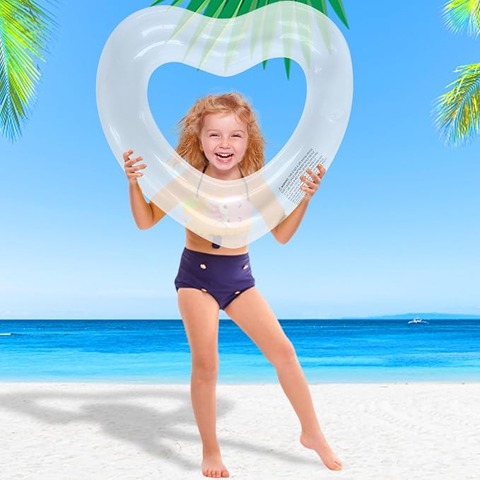 ZHUYNXIR Heart Swimming Pool Float Loungers Tube, Water Fun Beach Party Toys for Kids，Birthday Scene Layout Props.