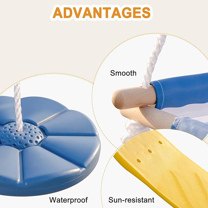 ROBUD 3-in-1 Playground Wooden Swing Sets for Backyard, DIY Swing Sets with Tree Swing and 2 Toddler Swings, Kids Outdoor Play Equipment, Outdoor Playset for Kids & Toddlers, Ages 3+