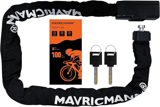 Bike Chain Lock, 3.3 FT Long 5/16"(8mm) Thick Anti-Theft Bicycle Locks, Heavy Duty Bike Lock with 2 Keys, Waterproof Lock for Bike, Motorcycle, Gate