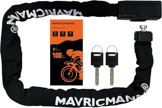 Bike Chain Lock, 3.3 FT Long 5/16"(8mm) Thick Anti-Theft Bicycle Locks, Heavy Duty Bike Lock with 2 Keys, Waterproof Lock for Bike, Motorcycle, Gate