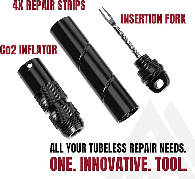 KOM Cycling Tubeless Tire Repair Kit for Bikes 8 Colors! Fixes Mountain Bike and Road Bicycle Tire Punctures