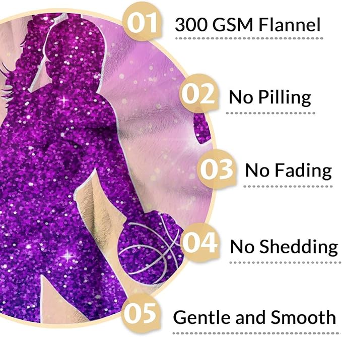 Basketball Blanket Gifts for Girls- 50x60 Inches Sport Throw Blanket for Women Kids Teens- Pink Soft Fuzzy Blankets for Couch Sofa Bed- Basketball Lovers Gifts