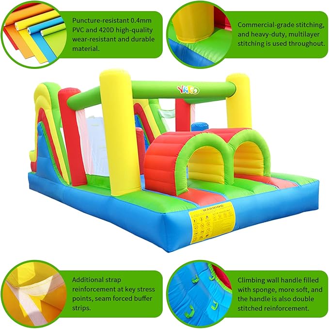 YARD Bounce House for Big Kids 5-12, 21.3'x9.2'x7.9' Inflatable Obstacle Course Bouncy Castle with Large Slide for Ages 3-6,8-12, Jump House with 750w Blower for Outdoor Party