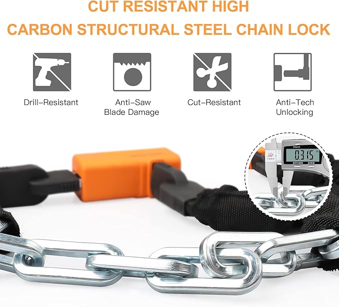 Bike Chain Lock 3FT/4FT/5FT Heavy Duty Bike Lock Anti-Theft Bicycle Chain Lock 8mm/10mm Thicker Bicycle Lock Chain Bike Lock with 3 Keys for Bike, Motorcycle