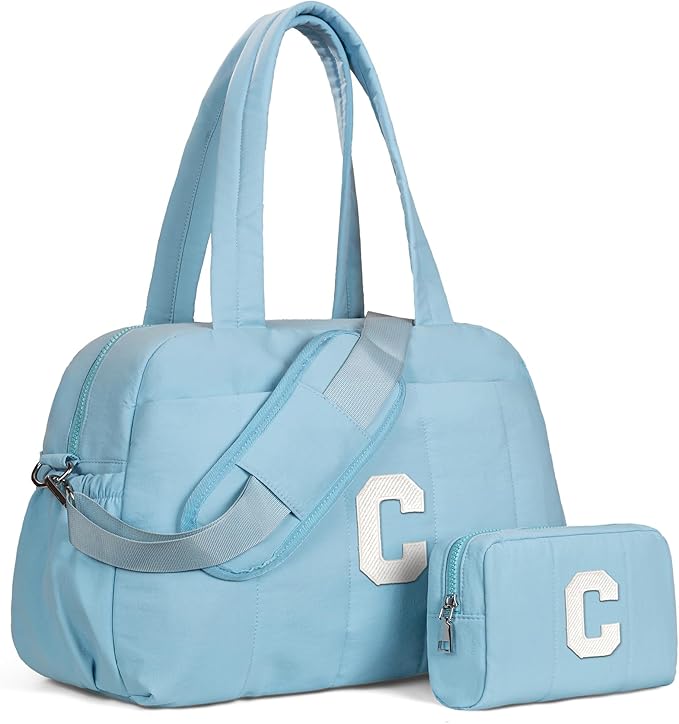 Sweet 15 Gifts for Girls-Duffle Bag, Weekender Bags for Girl，Teen Gifts for Girl-Initial Overnight Bag with Wet Pocket，Lightweight Dance Bags Personalized Gymnastics bag with Makeup Pouch