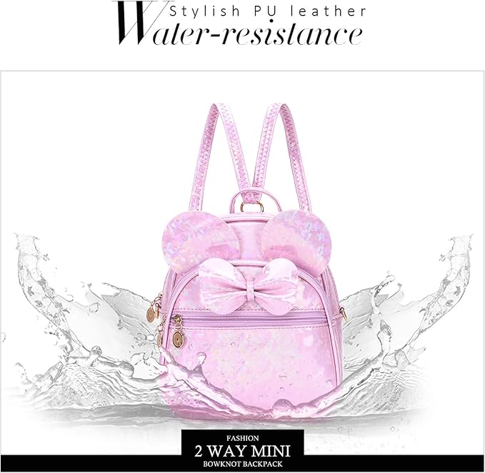 KL928 Girls Mini Backpack Bowknot Polka Dot Cute Small Daypacks Convertible Shoulder Bag Purse for Women