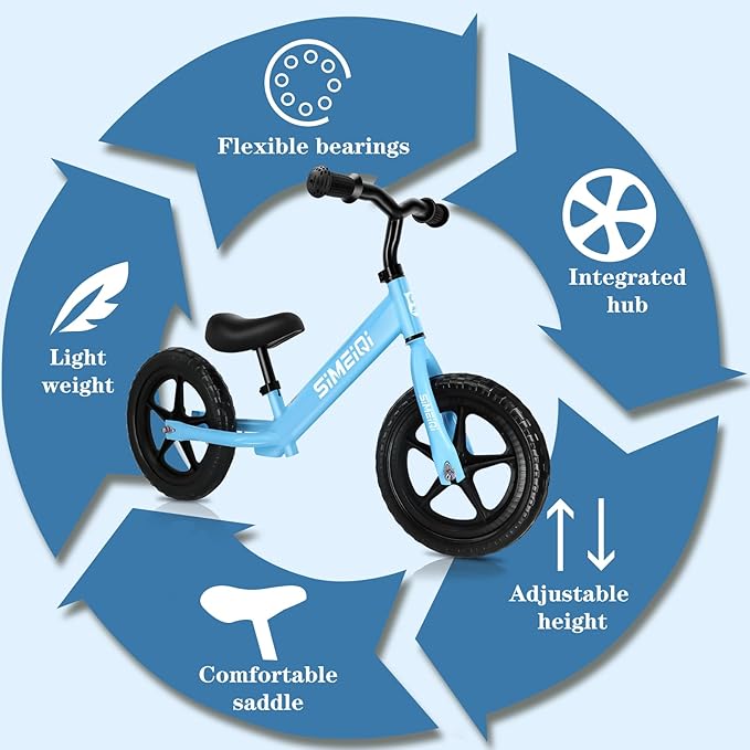 SIMEIQI 12" Balance Bike for Boys Girls 2 3 4 5 Years Old No Pedal Walking Balance Training Sports Bicycle for Kids Toddlers
