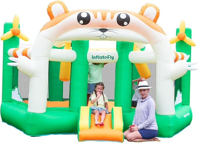 Inflatable Bounce House for Kids with Blower, Bouncy Jumping Castle with Slide, Large Bounce Area Cute Theme Thick and Durable for Outdoor Indoor Play