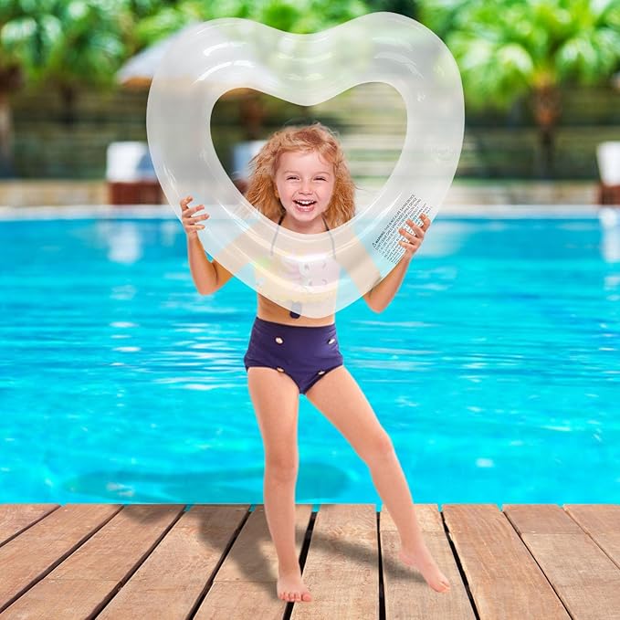 ZHUYNXIR Heart Swimming Pool Float Loungers Tube, Water Fun Beach Party Toys for Kids，Birthday Scene Layout Props.