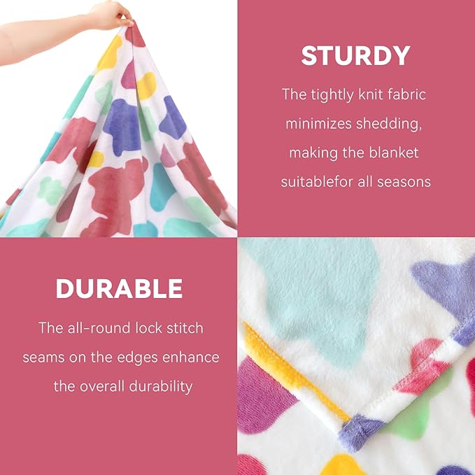 GEULAY Queen Fleece Blanket 90x90 - Lightweight Cozy Full Size Rainbow Throw for Bed, Couch, Home Decor, Multi Color Bedding for Women & Girls