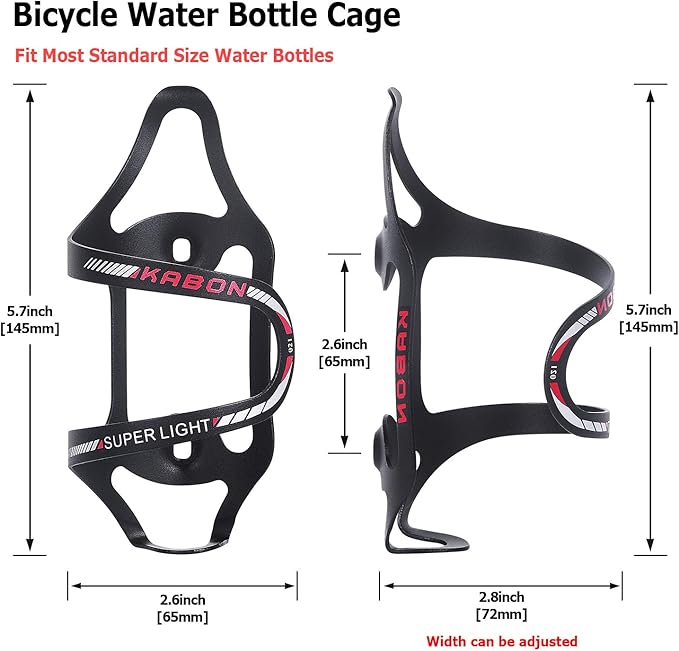 Bike Water Bottle Holder, KABON Lightweight Bicycle Alloy Aluminum Side Load Water Bottle Cage Brackets for Road Mountain Bike Cycling Accessories - Red