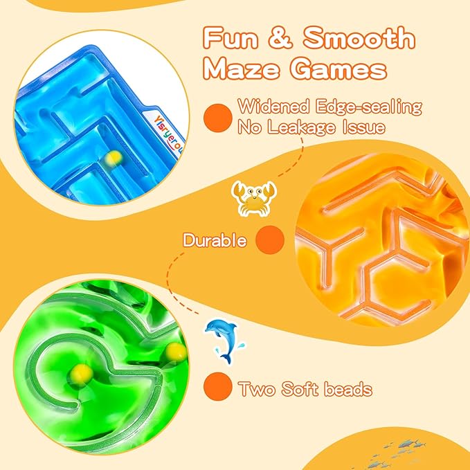 Sensory Squishy Toy | 3-Pack Maze Toy Filled with Goo | Sensory Toys for Kids with Autism | Quiet Fidget Toy | Calming Squishy Fidgets for Special Needs | Gifts Prizes for Classroom
