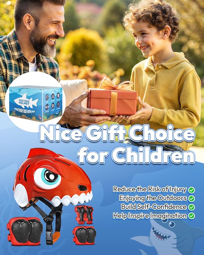 Bike Helmet for Kids 3-5-8 Toddler Bike Helmet Animal 3D Cartoon Boys Girls Safety Adjustable Kids Helmet and Pads Set for Cycling Scooter Skateboard