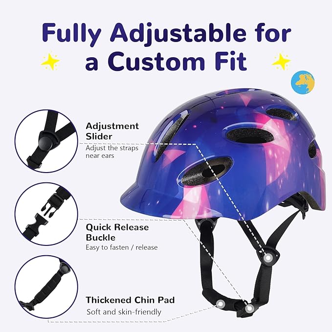Kids/Youth Bike Helmet for Boys Girls and Teens, Adjustable and Multi-Sport for Bicycle, Kick Scooter, Skateboard, Roller/Inline Skate