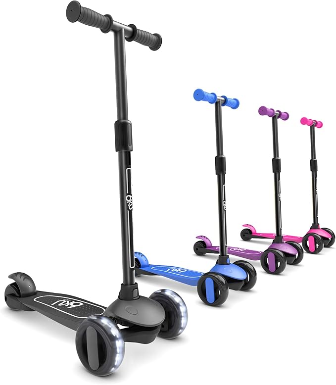 6KU Scooter for Kids Ages 3-10 with Flash Wheels, Kids Scooter 4 Adjustable Height, Toddler Scooter Extra-Wide PU LED Wheels, 3 Wheel Scooter for Kids for Girls & Boys Learn to Steer…