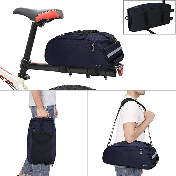 MOSISO Bike Rack Bag, Waterproof Bicycle Trunk Pannier Rear Seat Pouch Cycling Bike Carrier Backseat Storage Luggage Saddle Shoulder Bag