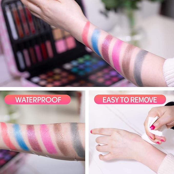 Hot Sugar Makeup Kit for Teenager Girls 10-12, All in One Beginner Makeup Kit for Women Full Kit, Teen makeup kit Cosmetic Gift Set on Birthday Christmas (Pink Daisy)