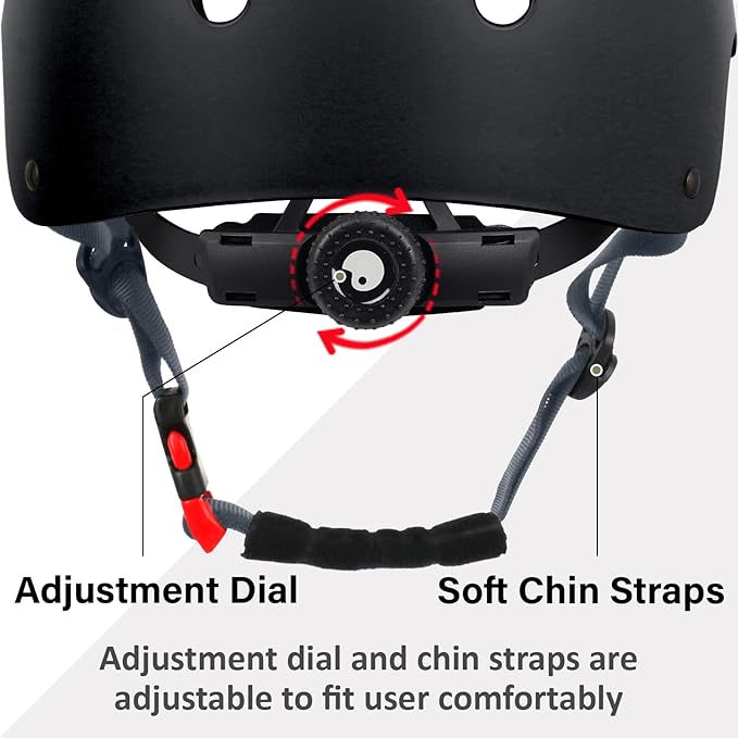 Skateboard Bike Helmet, Lightweight Adjustable, Multi-Sport for Bicycle Skate Scooter, 3 Sizes for Adult Youth & Kids