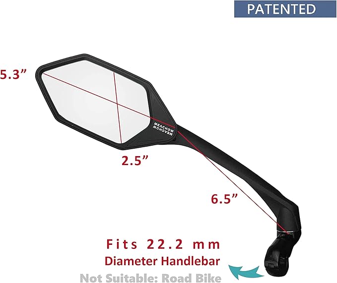 MEACHOW New Scratch Resistant Glass Lens,Handlebar Bike Mirror, Rotatable Safe Rearview Mirror, Bicycle Mirror,ME-007