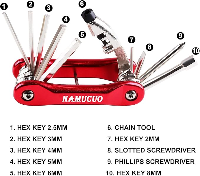 YBEKI 10-in-1 Bike Repair Kit with, 3-in-1 Tire Levers, Glueless Patches, Multifunctional Bone Wrench & Waterproof Saddle Bag | Compact Bicycle Multi-Tool Kit for Emergency Roadside Repairs