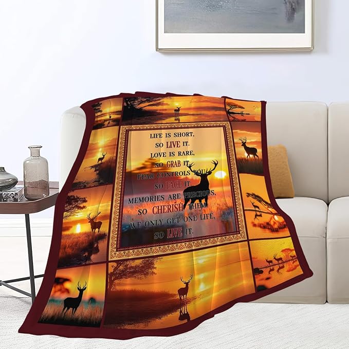 Deer Throw Blanket Deer Elk Stuff Gifts for Kids Girls Boys Adults Women Men Soft Cozy Warm Plush Fluffy Fuzzy Fleece Blanket Decor 60''X80''