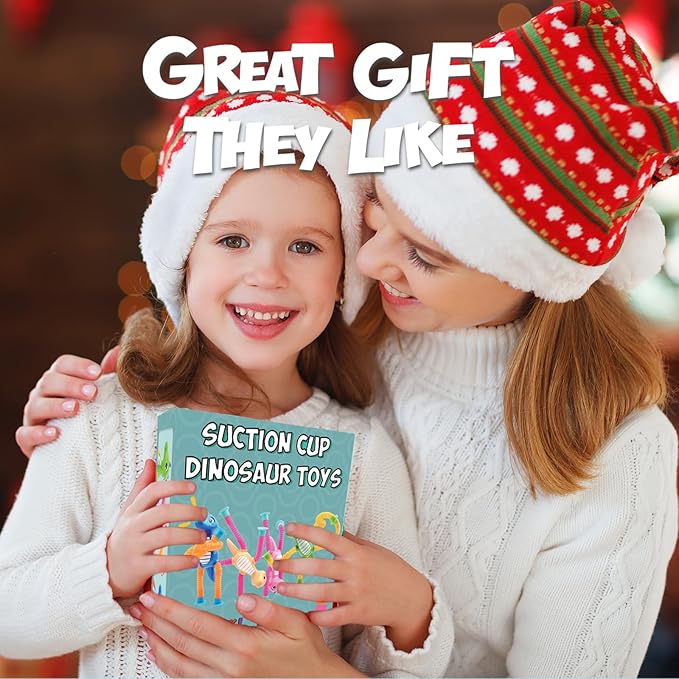 4Pcs Telescopic Suction Cup Dinosaur Toys,Sensory Toys for Kids 3-5 5-7,Toddler Toy,Fidget Toy,Toddler Travel Essential for Airplane,Pop Tubes, Christmas Stocking for Kids Boys Girls B