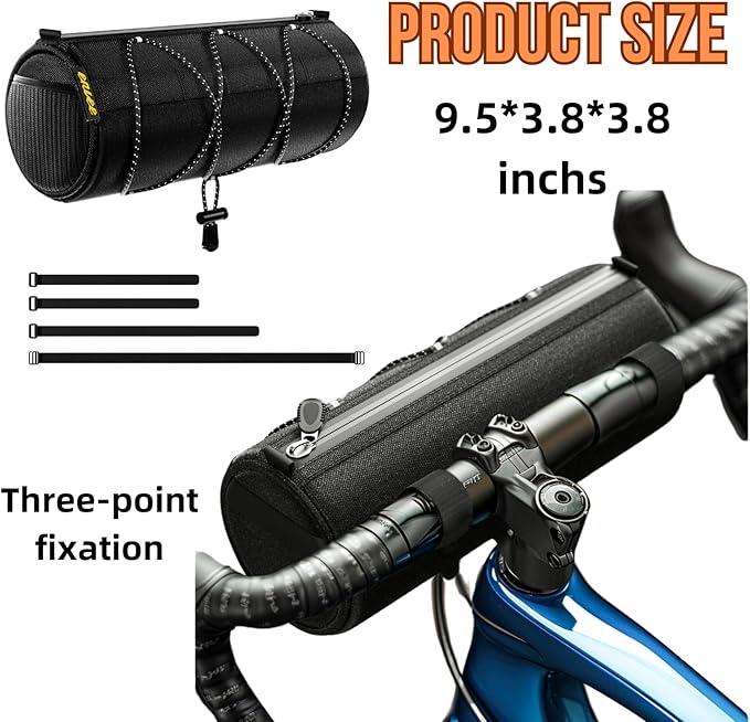 Bike Handlebar Bag,2.2L bike Front Bag with Shoulder Strap Bicycle Accessories Waterproof Handy Bicycle Barrel Bags Frame Storage Roll Bag for cycling Black