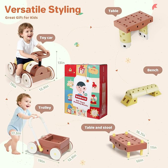 41PCS DIY Big Building Blocks for Kids 3+ Year Old Jumbo Montessori STEM Toys Stacking Blocks, Toddler Developmental Play Toy Set, Birthday for Boys & Girls