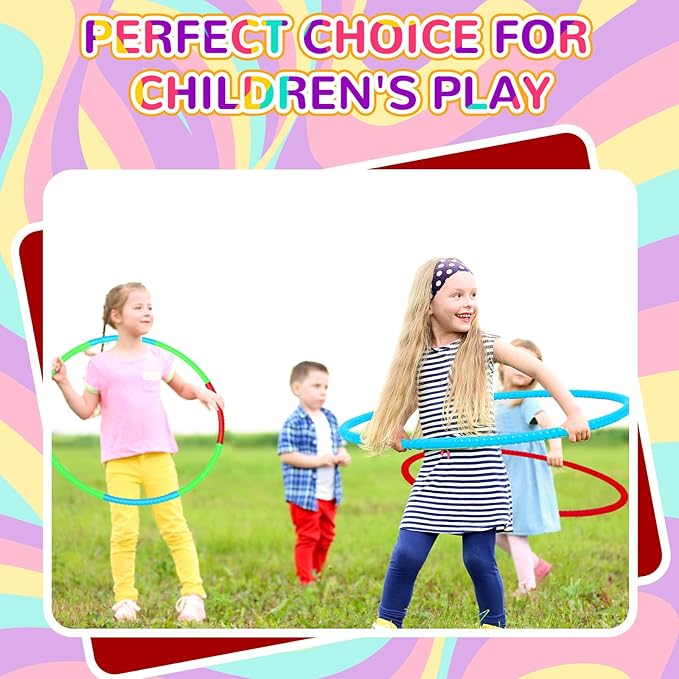 Sratte 12 Pcs Toy Hoop for Kid Detachable Adjustable Toy Hoop Colored Exercise Ring Plastic Circle for Kid Teen Gymnastics Equipment Require Self Assembly(28 Inch,Red,Blue,Green)