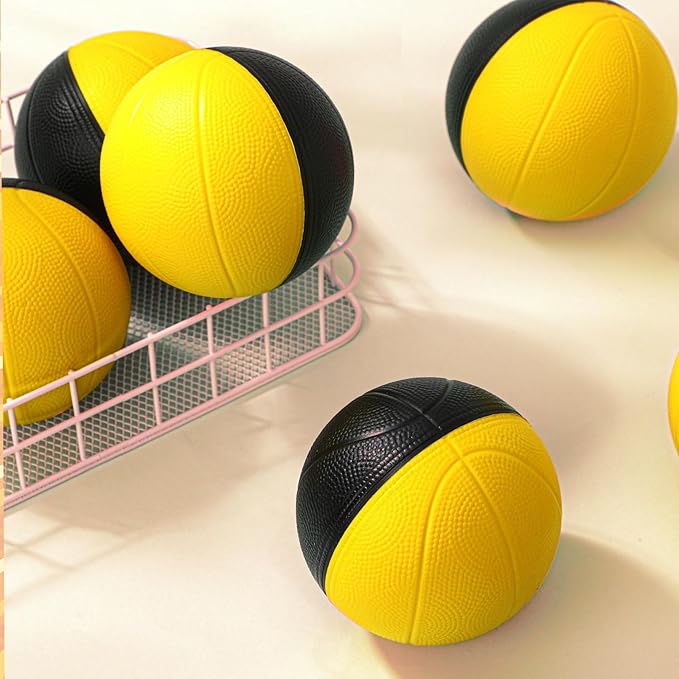 6 Pcs Foam Mini Basketball 4 Inch Mini Hoop Ball Small Squeeze Stress Balls Soft Quiet Bouncy Ball Foam Basketball for Indoor Outdoor Sport Theme Party Game Gifts