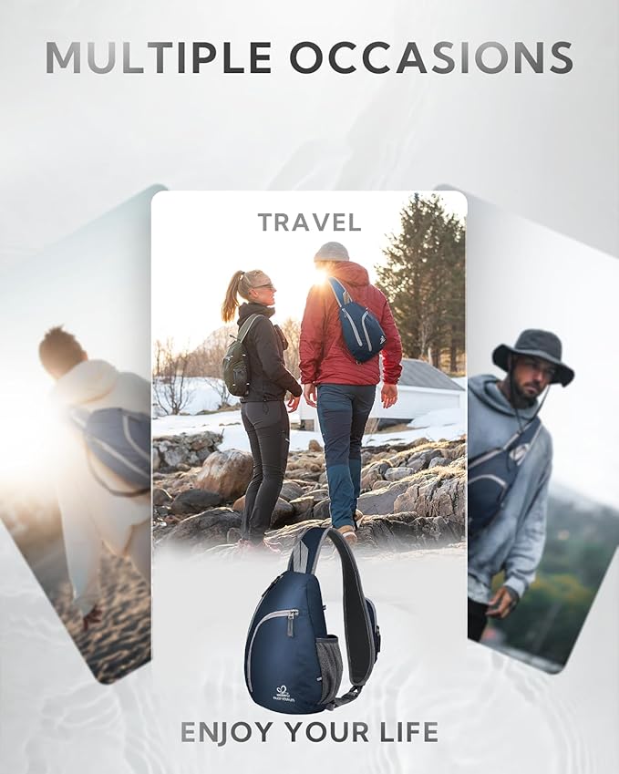 WATERFLY Crossbody Sling Bag Small Water Resistant Backpack Lightweight Shoulder Chest Daypack for Men Women Hiking Travel