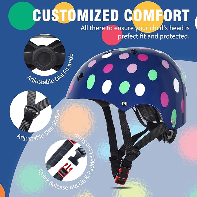 Kids Toddler Bike Helmet for Boys Girls, Adjustable Bicycle Helmet from Infant Baby to Children, Multi-Sport for Scooter Skateboard Roller/Inline Skate