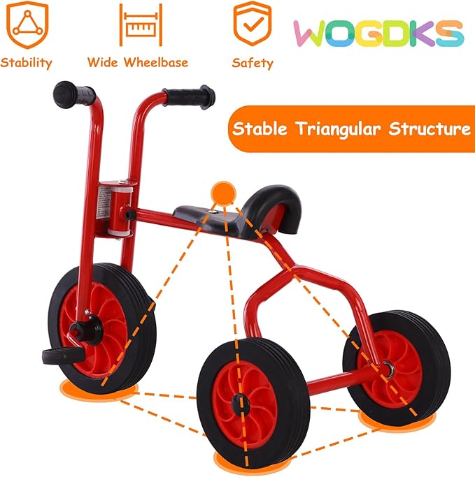 Kids Tricycle for Rider Age 2+, Big Wheel Kids Trike with Rubber Wheels, Preschool Daycare Kids Bike, Birthday Toys Gift for Boys and Girls