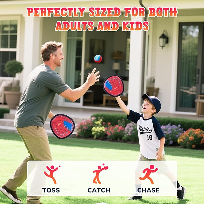 JoyCat Toss and Catch Ball Game Set,Kids Toddler Baseball Glove,Beach Yard Games,Sports&Outdoor Kids Toys,Birthday for 3 4 5 6 7 8 9 10+Year Old Boys Girls