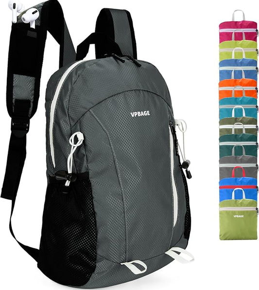 15L Water-resistant Hiking Daypack, Small Backpack Travel Outdoor, Lightweight Day Pack with Tool Loops