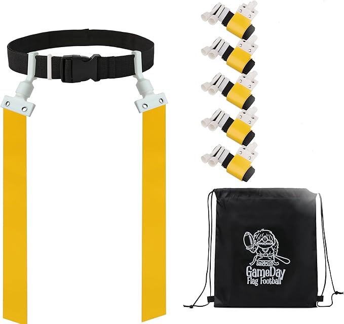 Gameday Flag Football Set – Kits for 2–14 Players w/Belts, Agility Cones & Carry Bag – Available in Multi Colors & Sizes