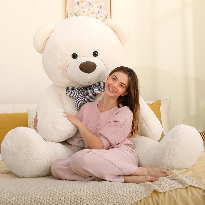 MaoGoLan Giant White Teddy Bear Stuffed Animal 6 Feet,Soft Cuddly Smiling Face Big Life Size Valentines Teddy Bear Plush Gift for Boyfriend Girlfriend,Brithday