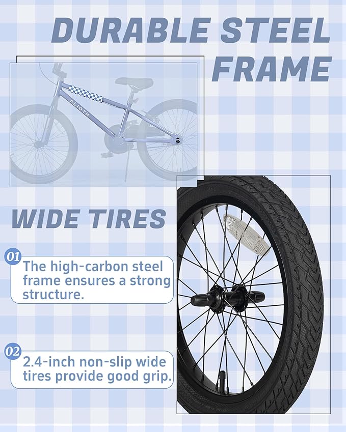 12 14 16 20 Inch Kids Bike BMX Style Bicycle with Training Wheels for 2-14 Years Old Toddlers Boys Girls Coaster Brake Multiple Colors