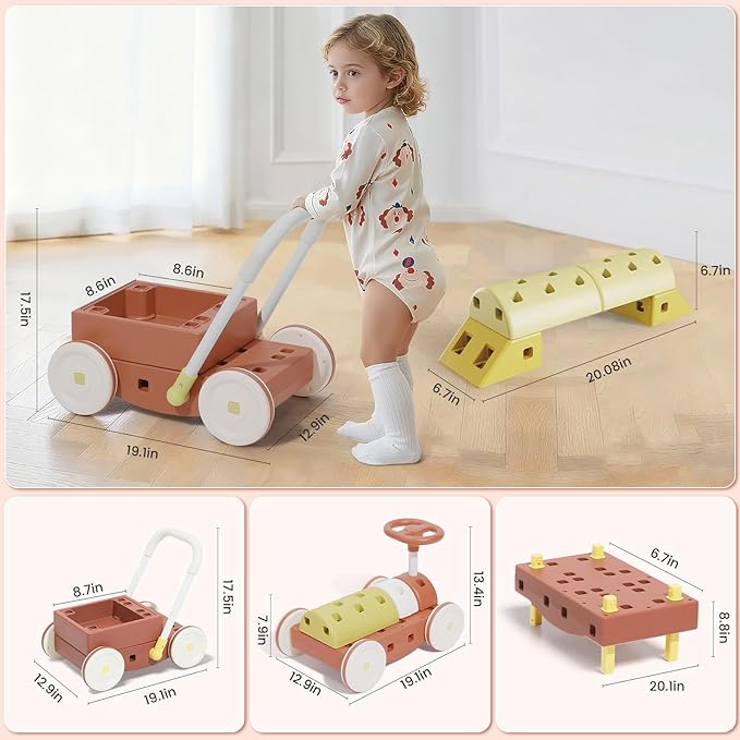 41 PCS STEM DIY Building Blocks for Toddlers, Giant Educational Stacking Ride Toy, Montessori Jumbo Blocks to Improve Creativity for Age 3-8 Boys and Girls