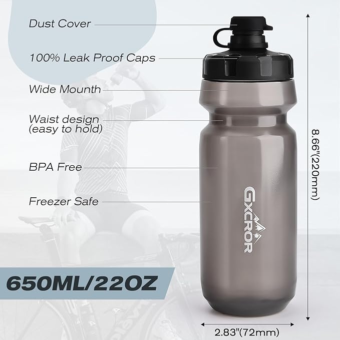 GXCROR Bike Water Bottle Holder with Bottle Combo, Lightweight, Durable & Secure Water Bottle Cage Set, Easy Installation, Fit for Sport Outdoor Cycling, MTB Road