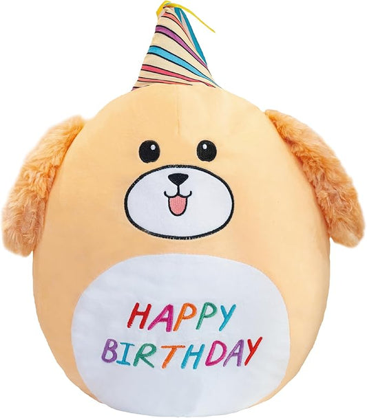 16.5” Birthday Dog Plush Pillow Toy Corgi Soft Stuffed Animal Plushies Cute Dog Birthday Decoration Birthday Gifts Happy Plush for Boys and Girls Toddlers