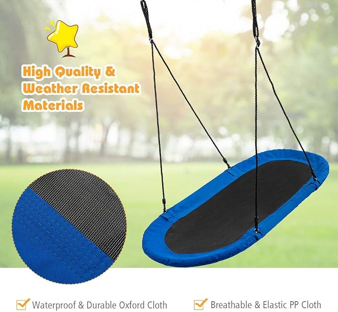 Costzon 60'' Giant Waterproof Platform Saucer Tree Swing Set, 700 lb Weight Capacity, Outdoor Saucer Tree Swing with Adjustable Hanging Ropes, Swing for Children Park Backyard (Blue)