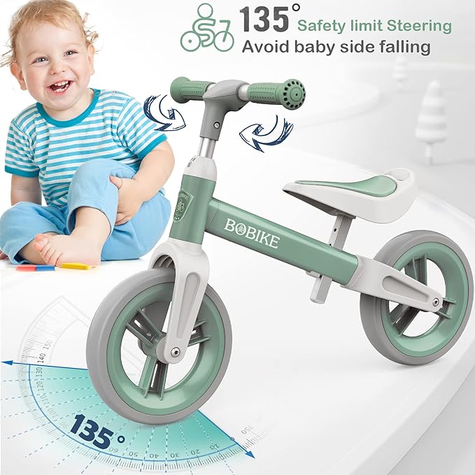 Bobike Toddler Balance Bike Toys for 1 to 4 Year Old Girls Boys Adjustable Seat and Handlebar No-Pedal Training Bike Best Gifts for Kids