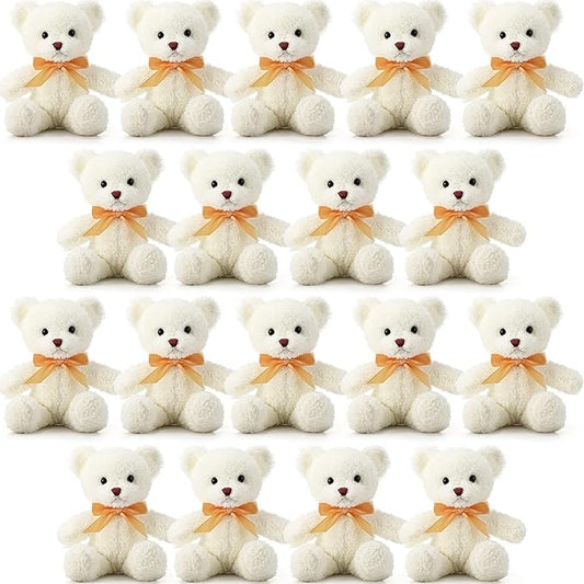 Lenwen 18 Pcs Bear Stuffed Animals Bulk 12 Inch Soft Plush Bears Doll Small Stuffed Toy for Boy Girl Baby Shower Valentines Christmas Birthday Decor Gift Party Favors(White)