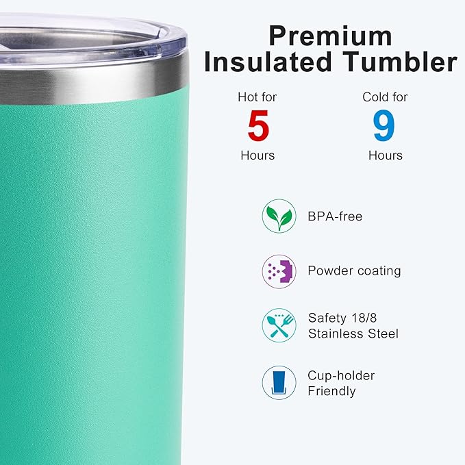 koodee Insulated Tumbler, 12 oz Tumbler with Lid and Straw-Stainless Steel Double Wall Vacuum Insulated Tumbler Coffee Cup for Women (Teal)