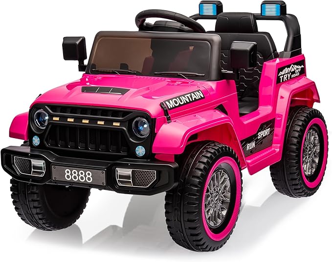 12V Kids Ride-on Truck with Parent Remote Control,All-Terrain Electric Car with Twin 35w Motors, 3 Speeds & Spring Suspension,LED Lights for Fun Night Drives,Ideal Gift for Boys & Girls