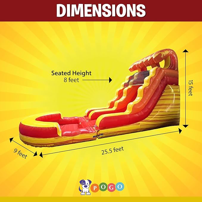 Inflatable Water Slide with Pool for Kids & Toddlers - 25.5' x 9' x 15' Bounce House Double Slide with Pool for Outdoor Play & Backyard - Outside Waterslide Includes Blower Stakes & Storage Bag