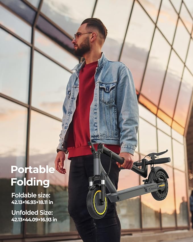 NAVIC Electric Scooter with Dual Suspension/Braking, 350W/500W Motor, 19/22 Mph, Max 22/27/49Mi Range, Foldable E Scooter for Adults with App