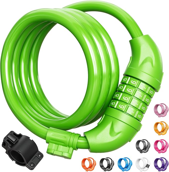 Titanker Bike Lock, Bicycle Lock 4 Feet Cable Lock 1/2 Inch Resettable Bike Lock Combination with Mounting Bracket, Bike Accessories for Bicycle, Electric Scooter, Motorcycle