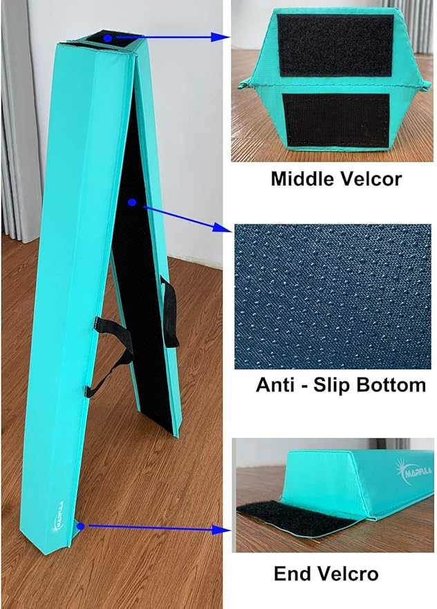 Balance Beam - Folding Floor Gymnastics Equipment for Kids, Non Slip Base - 6 FT to 10 FT for Home Gym Use